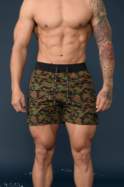 YoungLA 101 pantalones cortos de culturismo D82X694 ropa camuflaje verde hombres