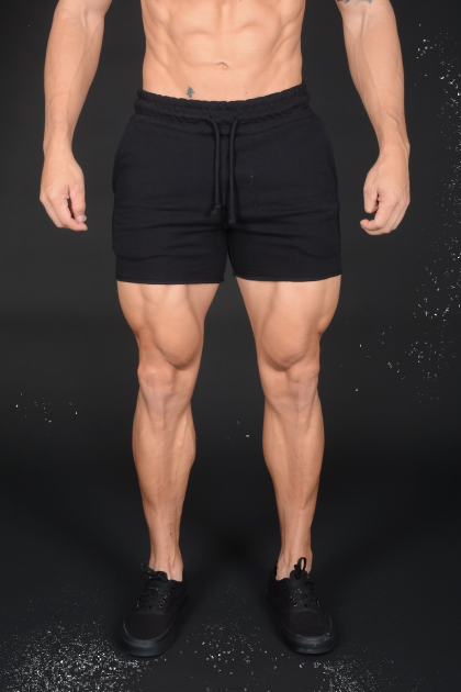 YoungLA 102 pantalones cortos de rizo francés de culturismo D82X646 ropa todo negro hombres