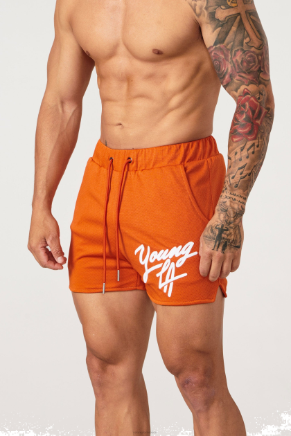 YoungLA 104 cortos heredados D82X519 ropa naranja hombres