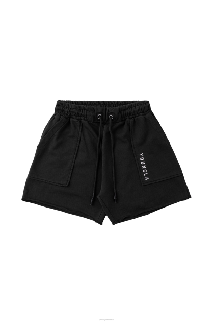 YoungLA 106 pantalones cortos vintage D82X621 ropa lavado negro hombres