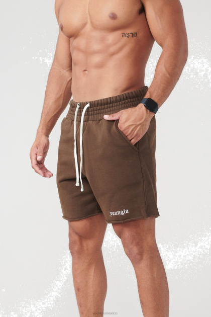 YoungLA 110 pantalones cortos de felpa san diego D82X538 ropa lavado marrón hombres