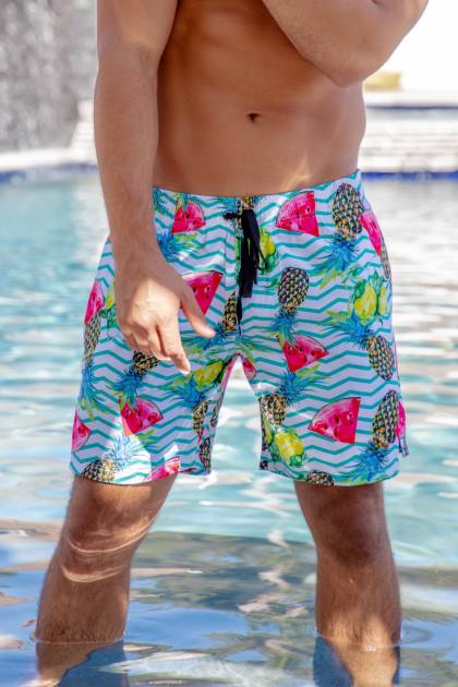 YoungLA 128 shorts de baño abstractos '22 D82X710 ropa melón piña hombres