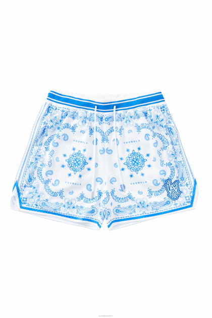 YoungLA 132 pantalones cortos de bandana infames D82X484 ropa azul hombres