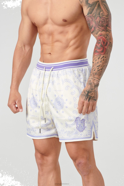 YoungLA 132 pantalones cortos de bandana infames D82X490 ropa morado suave hombres