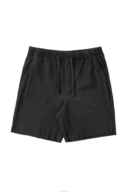 YoungLA 148 pantalones cortos de festival plisados D82X526 ropa negro hombres