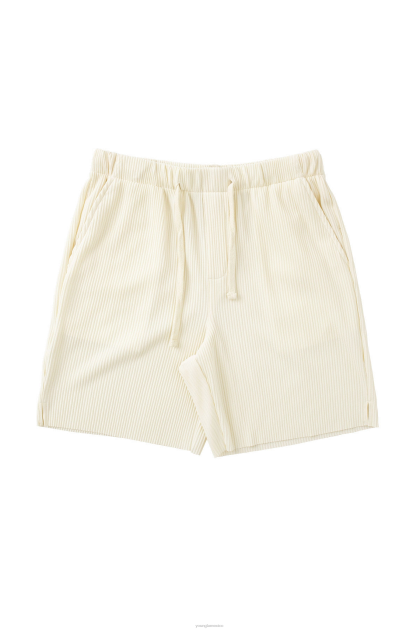 YoungLA 148 pantalones cortos de festival plisados D82X528 ropa crema hombres