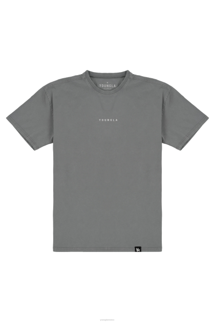 YoungLA 401 camisetas con conector esenciales D82X135 ropa lavado gris hombres