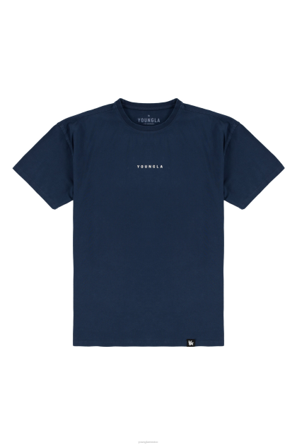 YoungLA 401 camisetas con conector esenciales D82X137 ropa lavado azul marino hombres