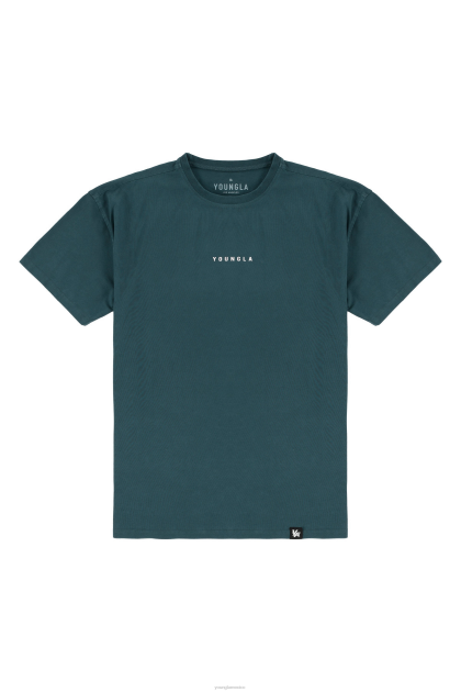 YoungLA 401 camisetas con conector esenciales D82X139 ropa lavado verde azulado hombres