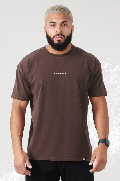 YoungLA 401 camisetas con jacked esenciales verano 23' D82X202 ropa lavado de chocolate hombres