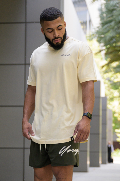 YoungLA 408 camisetas de autobiografía D82X211 ropa crema hombres