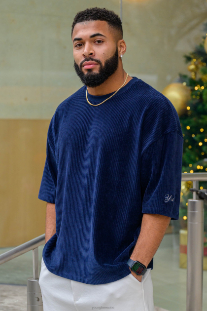 YoungLA 421 camisetas extragrandes de pana D82X169 ropa Armada hombres