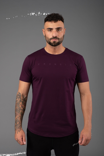YoungLA 459 camisetas ajustadas monocromáticas D82X304 ropa ciruela hombres