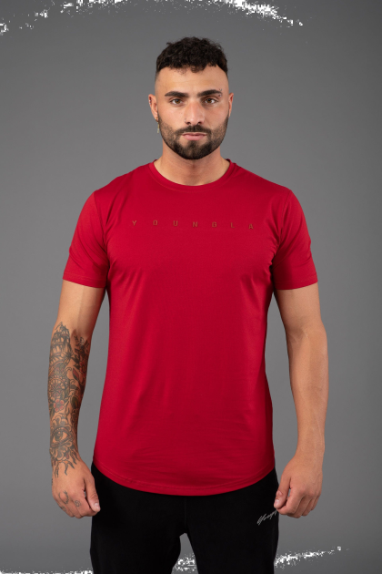 YoungLA 459 camisetas ajustadas monocromáticas D82X305 ropa rojo hombres