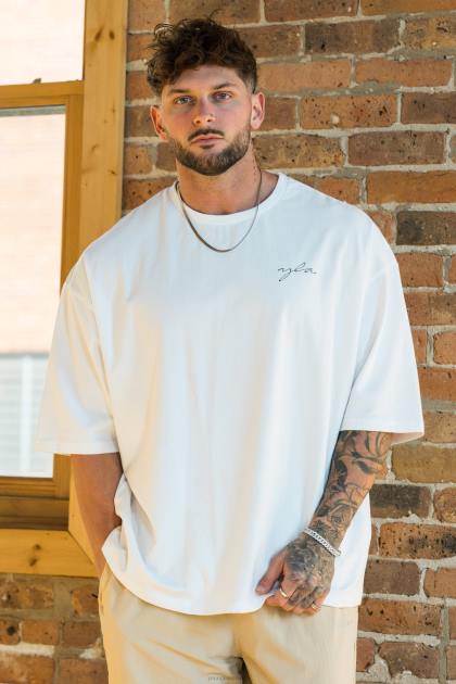 YoungLA 464 camisetas de gran tamaño Skyline D82X281 ropa lavado blanco hombres