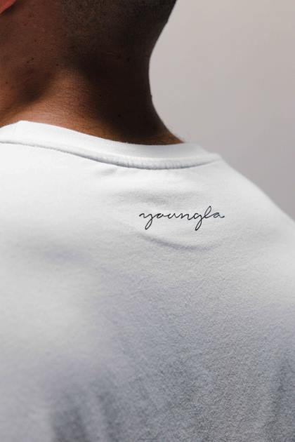 YoungLA 464 camisetas de gran tamaño Skyline D82X281 ropa lavado blanco hombres