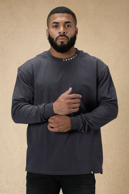 YoungLA 810 marca registrada de manga larga D82X428 ropa carbón hombres