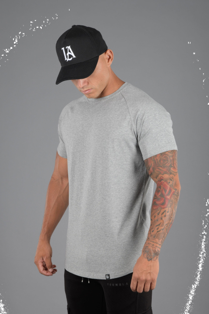 YoungLA Camiseta híbrida definitiva 442 D82X466 ropa cuero gris hombres