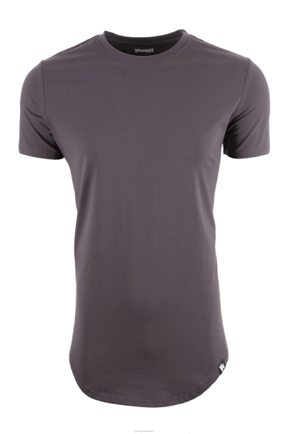 YoungLA Camiseta perfecta 402 - fondo festoneado D82X326 ropa gris oscuro hombres