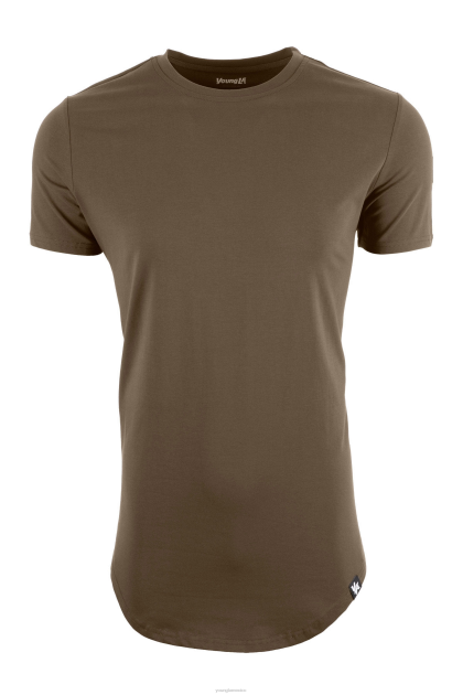 YoungLA Camiseta perfecta 402 - fondo festoneado D82X327 ropa aceituna hombres