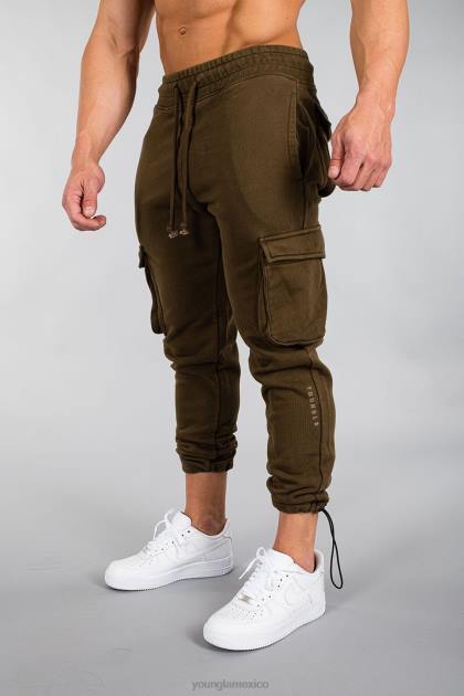 YoungLA 206 joggers de combate rambo D82X914 ropa lavado marrón hombres