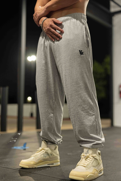 YoungLA joggers con cubierta de bomba 231 D82X884 ropa cuero gris hombres
