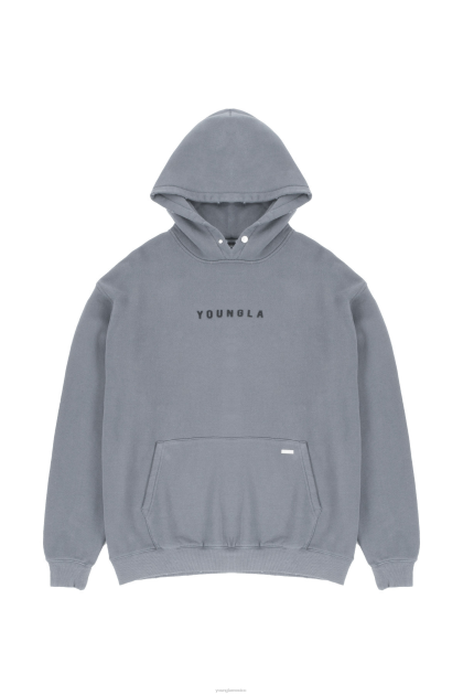 YoungLA 535 monarca sudaderas con capucha D82X842 ropa lavado gris hombres