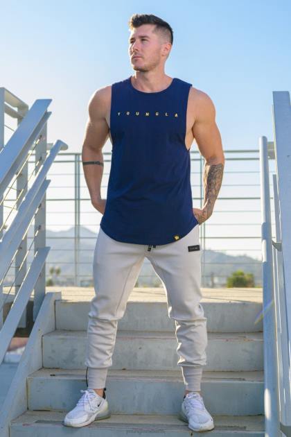 YoungLA 332 tanques musculares infinitos D82X65 ropa gris claro hombres