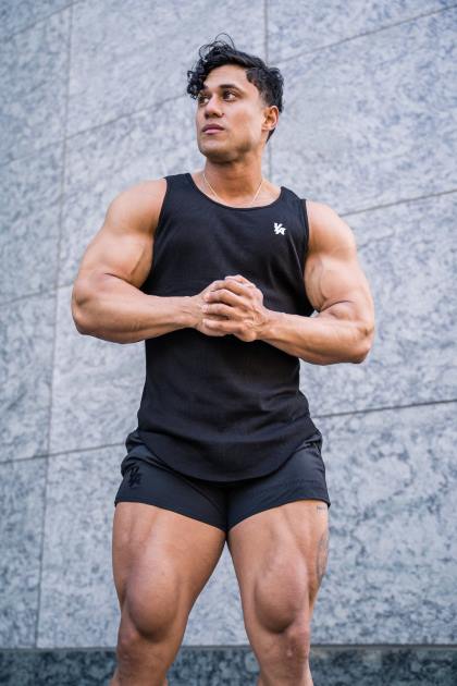 YoungLA Tanque acanalado con fondo de cuchara 314 D82X120 ropa salmón hombres