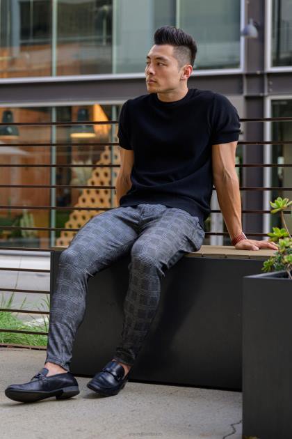 YoungLA 615 nuevos pantalones de vestir D82X750 ropa Gris oscuro hombres