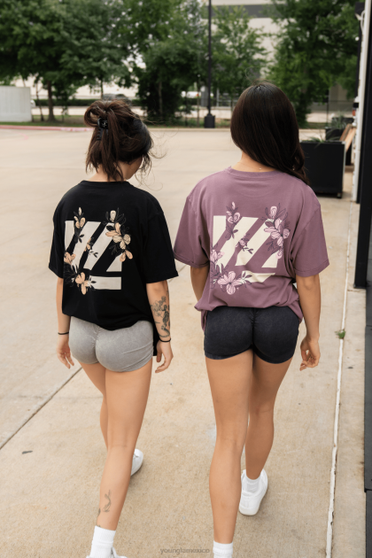 YoungLA camiseta extragrande bloque w424 D82X1083 ropa baya apagada mujer