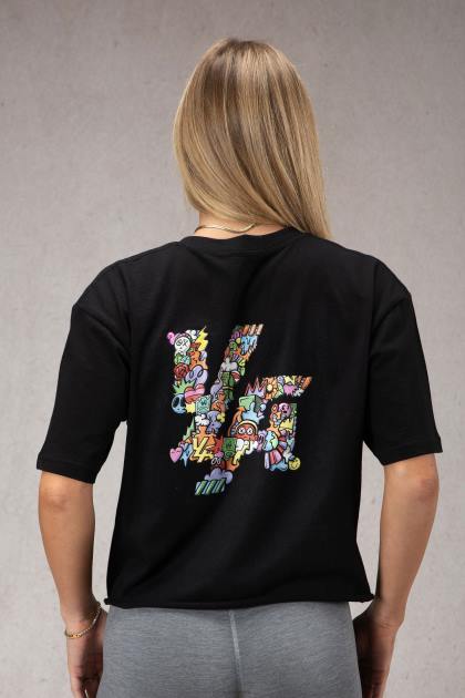 YoungLA camiseta extragrande trippy w421 D82X1080 ropa negro mujer