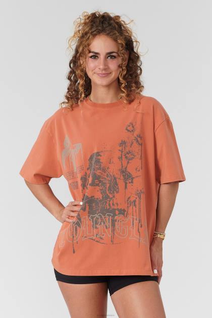 YoungLA camisetas extragrandes fantasma w427 D82X1030 ropa lavado de naranja mujer