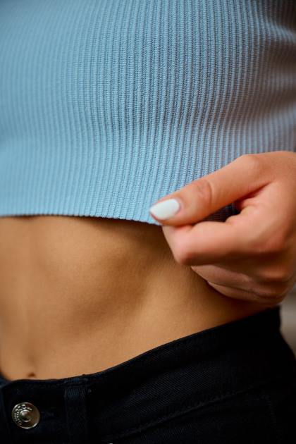 YoungLA tanque acanalado de contorno w301 D82X1049 ropa niebla azul mujer