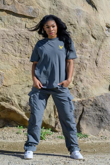 YoungLA w417 camiseta extragrande iggy D82X1057 ropa lavado gris claro mujer