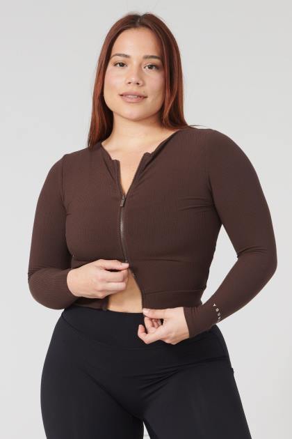 YoungLA w418 manga larga con doble cremallera D82X1039 ropa negro mujer