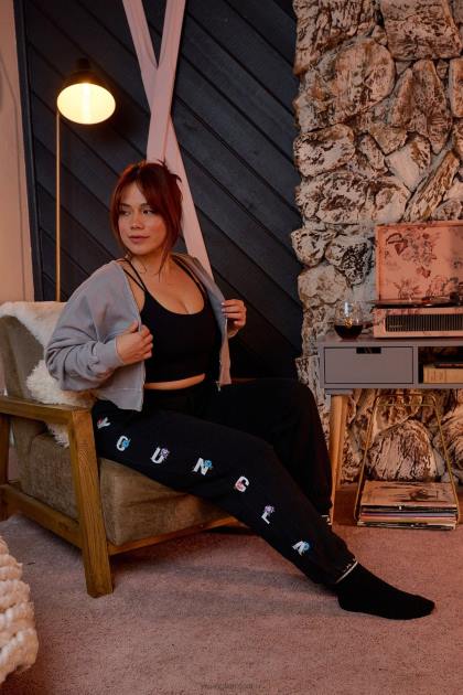 YoungLA joggers de floración de invierno w203 D82X1118 ropa negro mujer