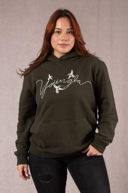 YoungLA sudadera con capucha extragrande de colibrí w509 D82X1188 ropa oliva oscuro mujer